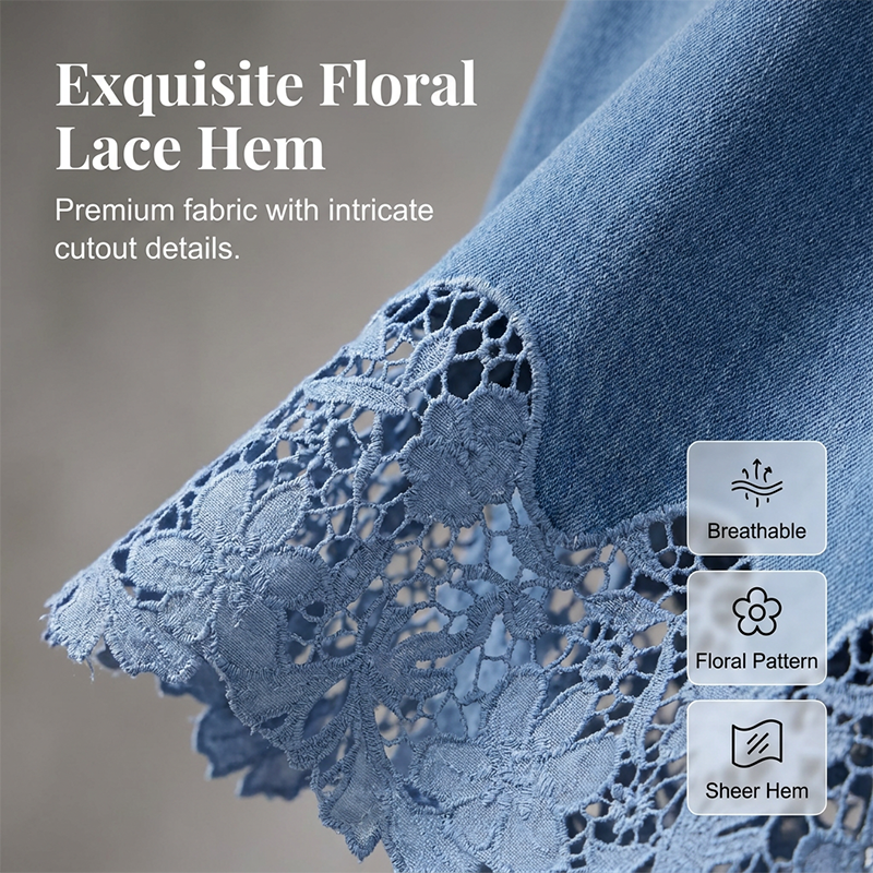 👗✨ ¡OFERTA 50% OFF! Falda Vaquera con Encaje – Elegancia y Estilo Único