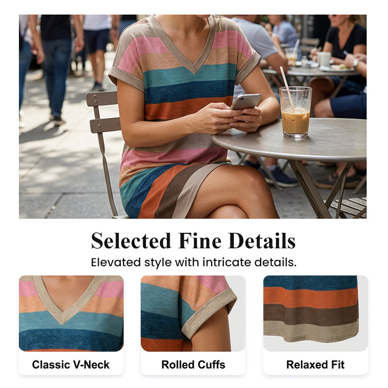 📢📢50% DE DESCUENTO !! ⏰Vestido Camiseta Casual de Verano con Cuello en V para Mujer