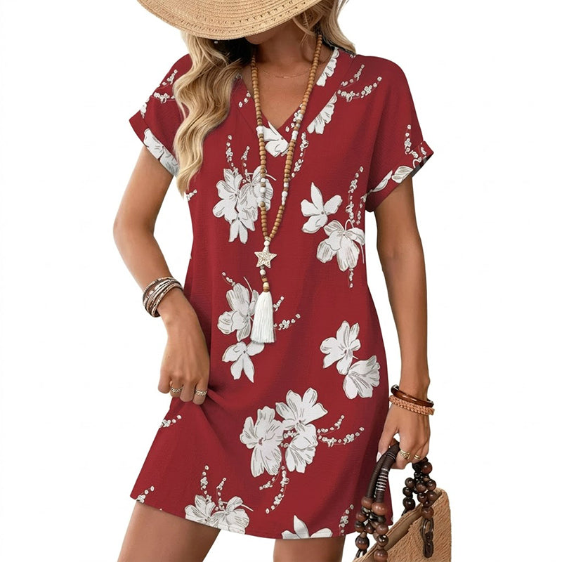 📢📢50% DE DESCUENTO !! ⏰Vestido Camiseta Casual de Verano con Cuello en V para Mujer