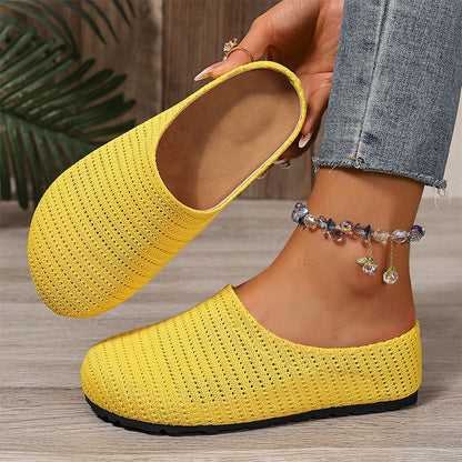 Zuecos tipo mule sin cordones de punto transpirable para mujer