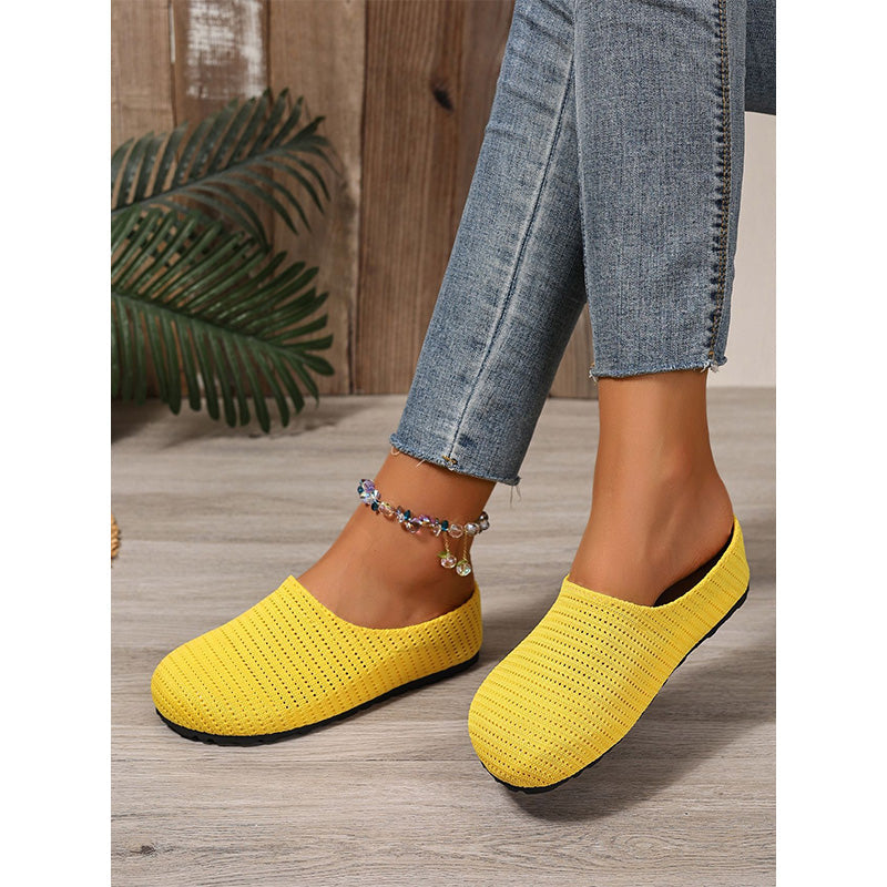 Zuecos tipo mule sin cordones de punto transpirable para mujer