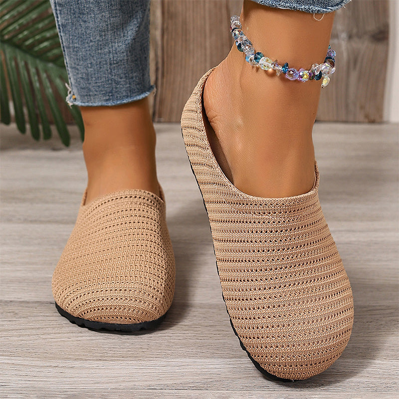 Zuecos tipo mule sin cordones de punto transpirable para mujer