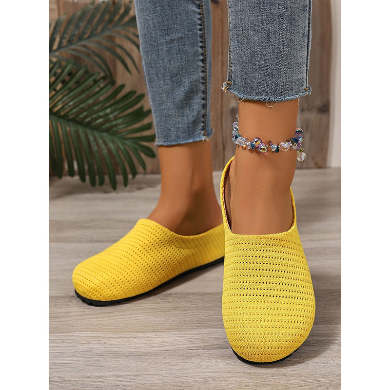 Zuecos tipo mule sin cordones de punto transpirable para mujer