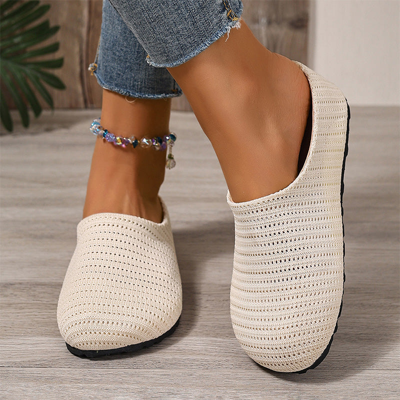 Zuecos tipo mule sin cordones de punto transpirable para mujer