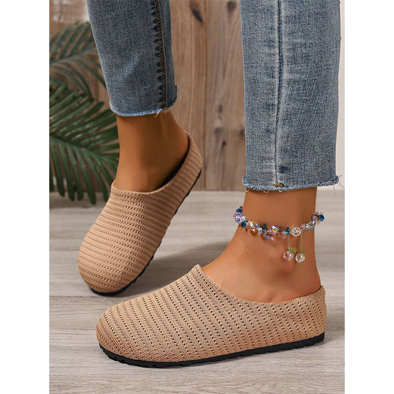 Zuecos tipo mule sin cordones de punto transpirable para mujer