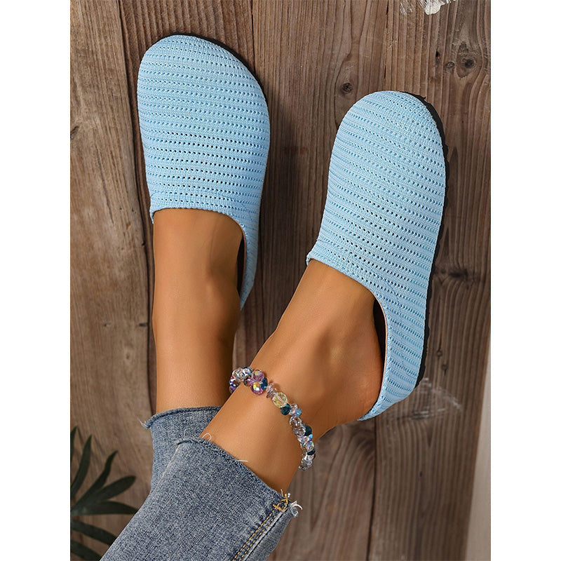 Zuecos tipo mule sin cordones de punto transpirable para mujer