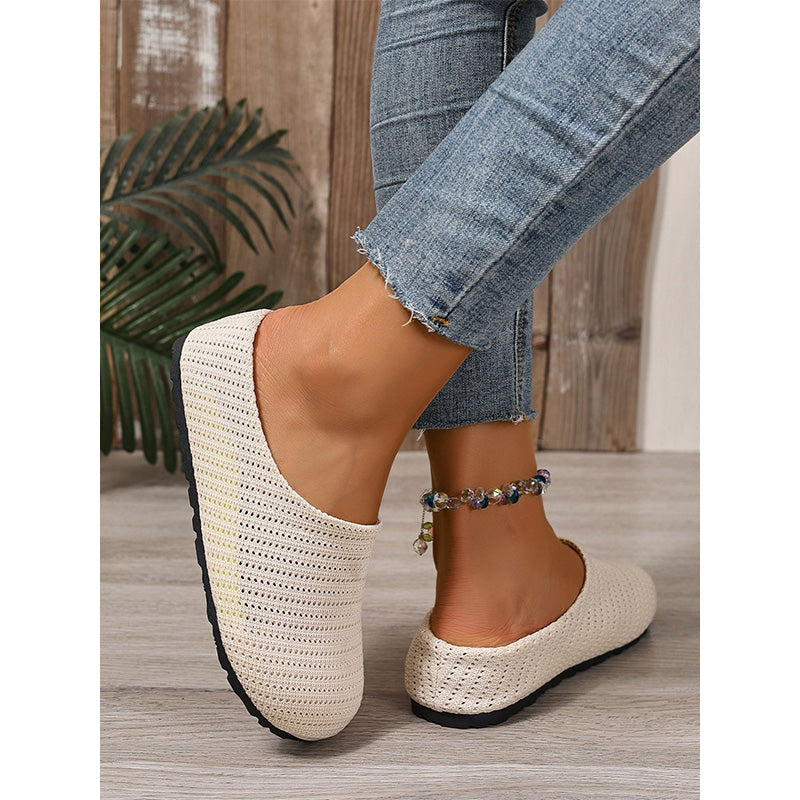 Zuecos tipo mule sin cordones de punto transpirable para mujer