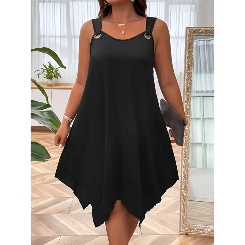Vestido sin mangas de mujer con doblado asimétrico