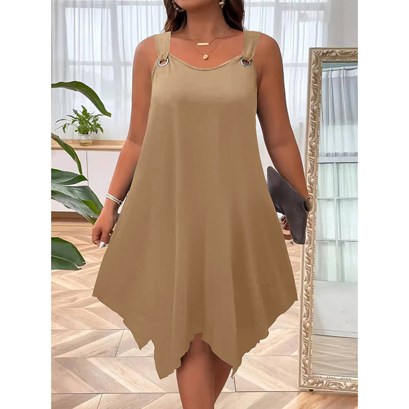 Vestido sin mangas de mujer con doblado asimétrico