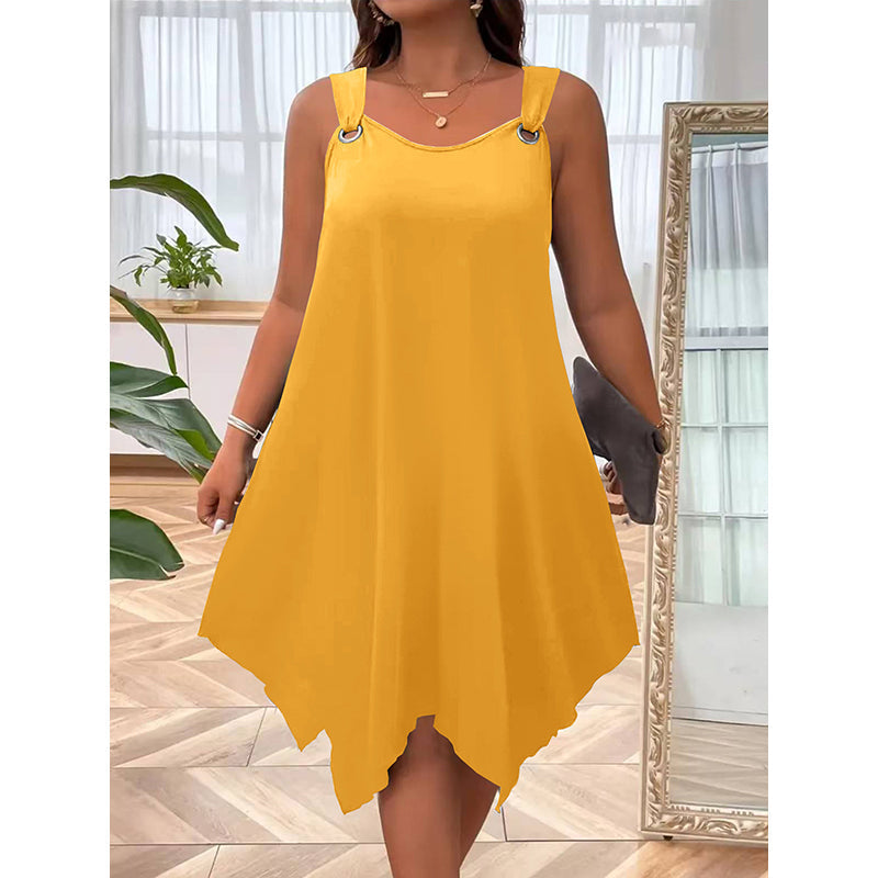 Vestido sin mangas de mujer con doblado asimétrico