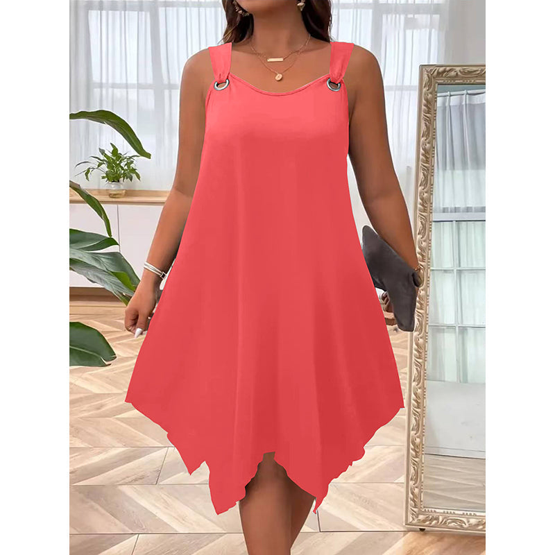 Vestido sin mangas de mujer con doblado asimétrico