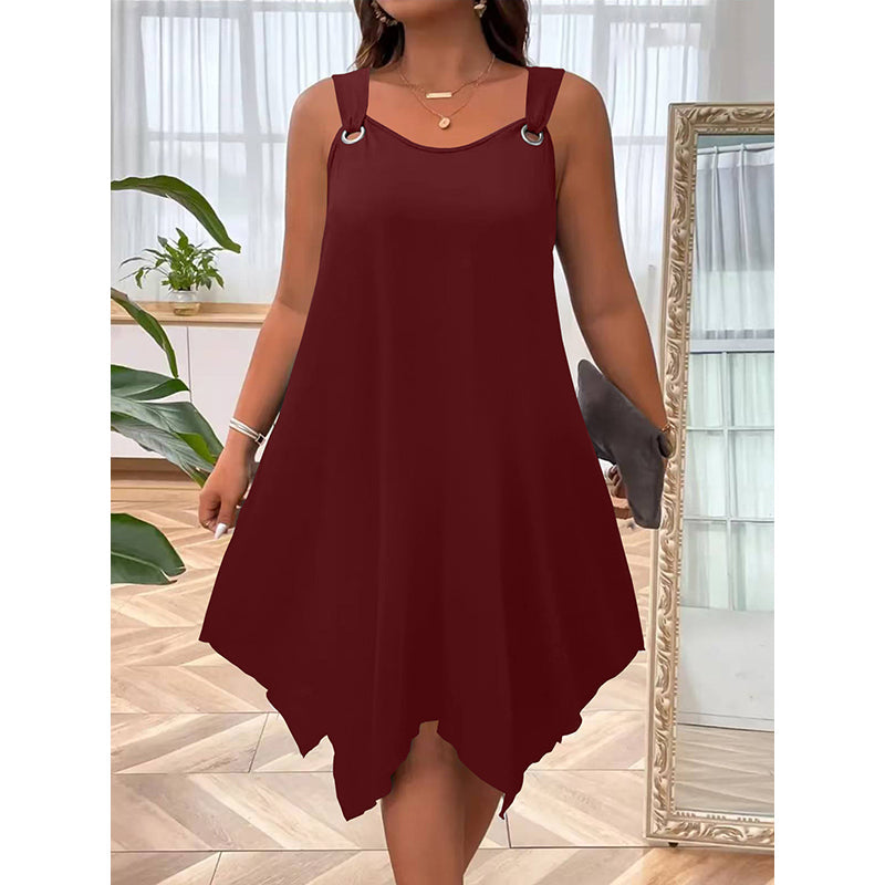Vestido sin mangas de mujer con doblado asimétrico