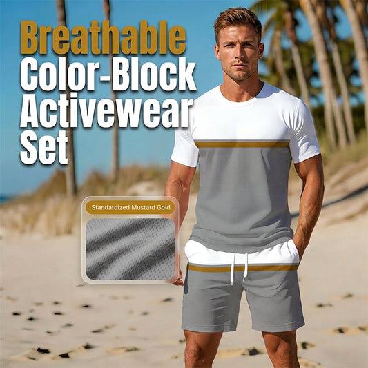 🔥💥 ¡50% DE DESCUENTO! Conjunto Deportivo Transpirable de Bloques de Color – ¡Compra Más y Ahorra Más!