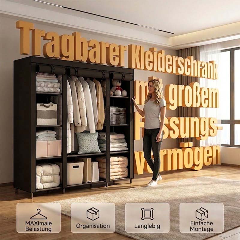 🔥📦 ¡ÚLTIMO DÍA 50% OFF! Armario Portátil de Tela No Tejida – Fácil Montaje, Marco de Acero, 3 Tamaños – Perfecto para Dormitorio y Vestidor 🏠✨