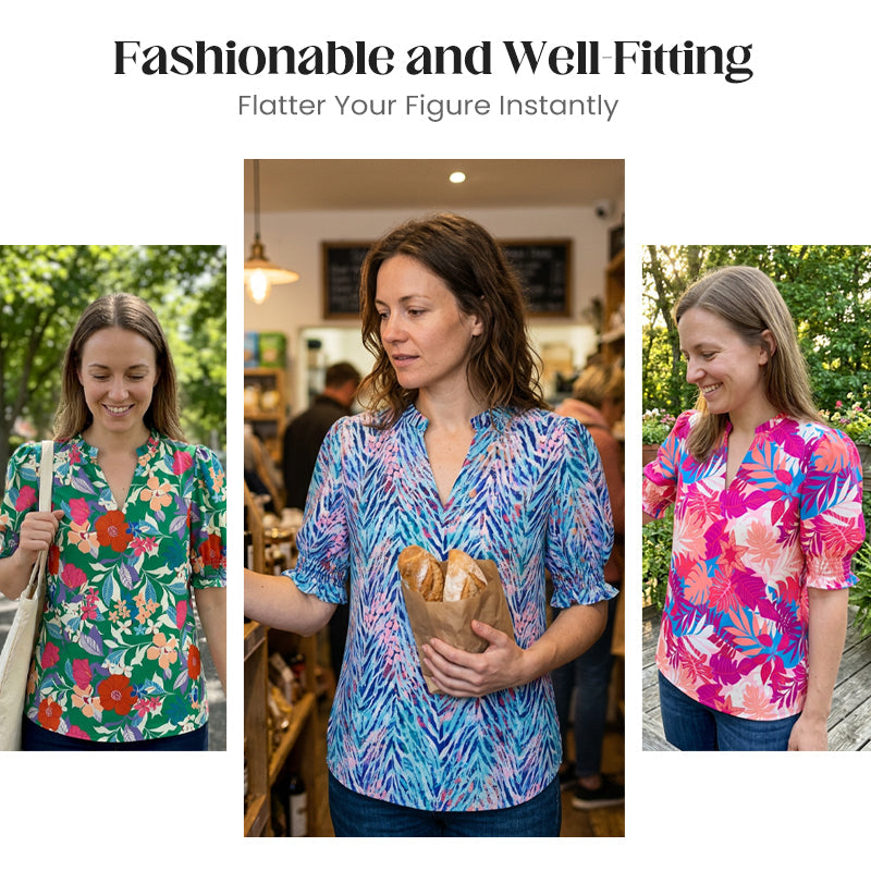 👚 ¡50% DE DESCUENTO AHORA! 🌸 Camisa casual floral para mujer – Manga corta, ligera y lista para primavera – Transpirable, fácil de cuidar, encanto ☁️ cotidiano