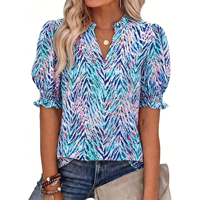 👚 ¡50% DE DESCUENTO AHORA! 🌸 Camisa casual floral para mujer – Manga corta, ligera y lista para primavera – Transpirable, fácil de cuidar, encanto ☁️ cotidiano