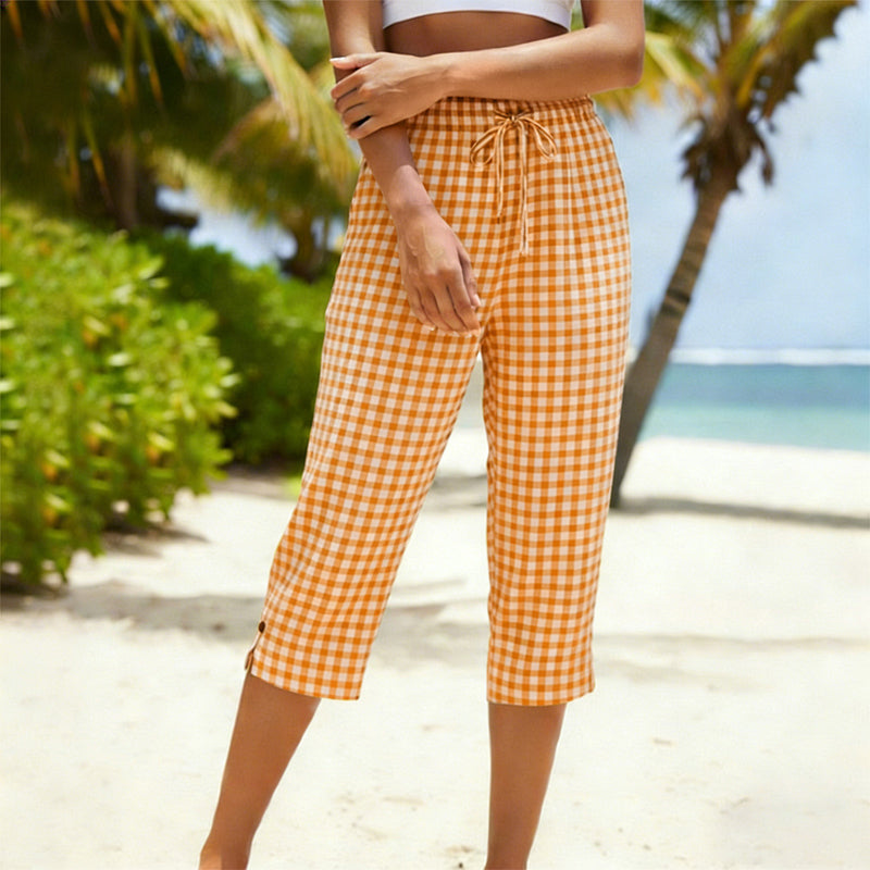 ⏰ 50% DESCUENTO | Pantalones capri de cuadros para mujer. Verano, comodidad y estilo. ¡Precio de rebaja!
