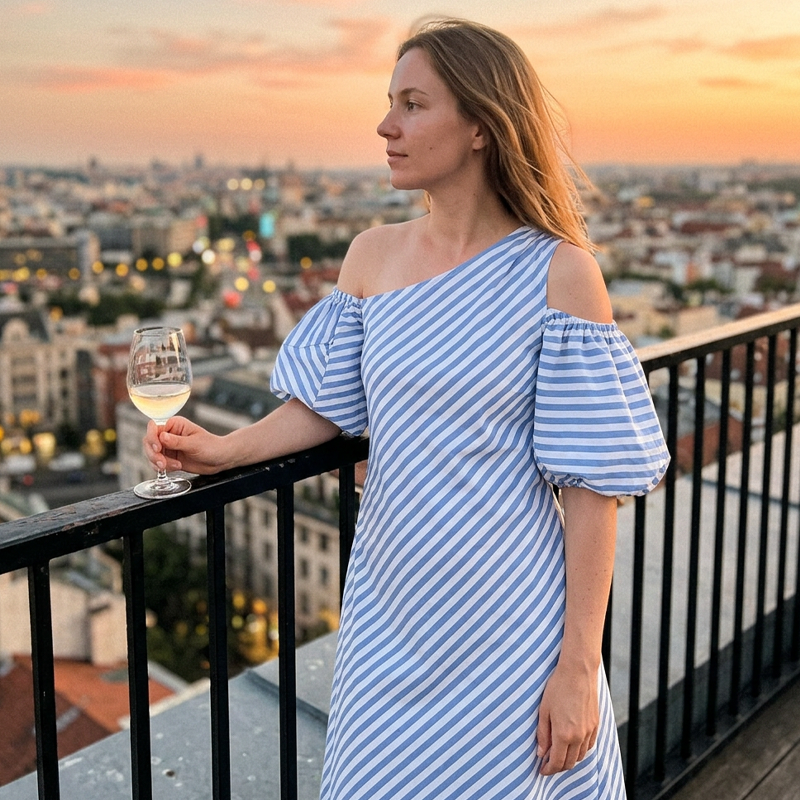 👗 ¡OFERTA POR TIEMPO LIMITADO 50% DE DESCUENTO! ✨ Vestido de Rayas con Hombros Descubiertos para Mujer – Elegante, Fluido y Chic de Verano 🌊