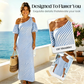 👗 ¡OFERTA POR TIEMPO LIMITADO 50% DE DESCUENTO! ✨ Vestido de Rayas con Hombros Descubiertos para Mujer – Elegante, Fluido y Chic de Verano 🌊