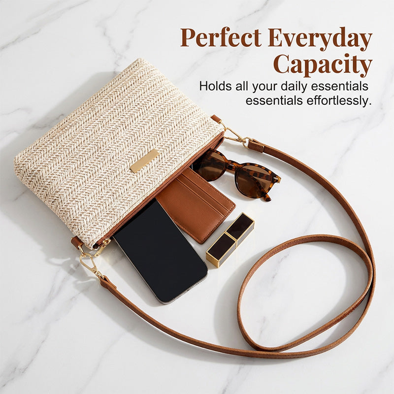 📢📢 ¡50% DE DESCUENTO! ⏰ 👜 Bolso de Hombro y Clutch de Paja Tejida para Mujer