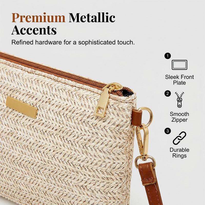 📢📢 ¡50% DE DESCUENTO! ⏰ 👜 Bolso de Hombro y Clutch de Paja Tejida para Mujer