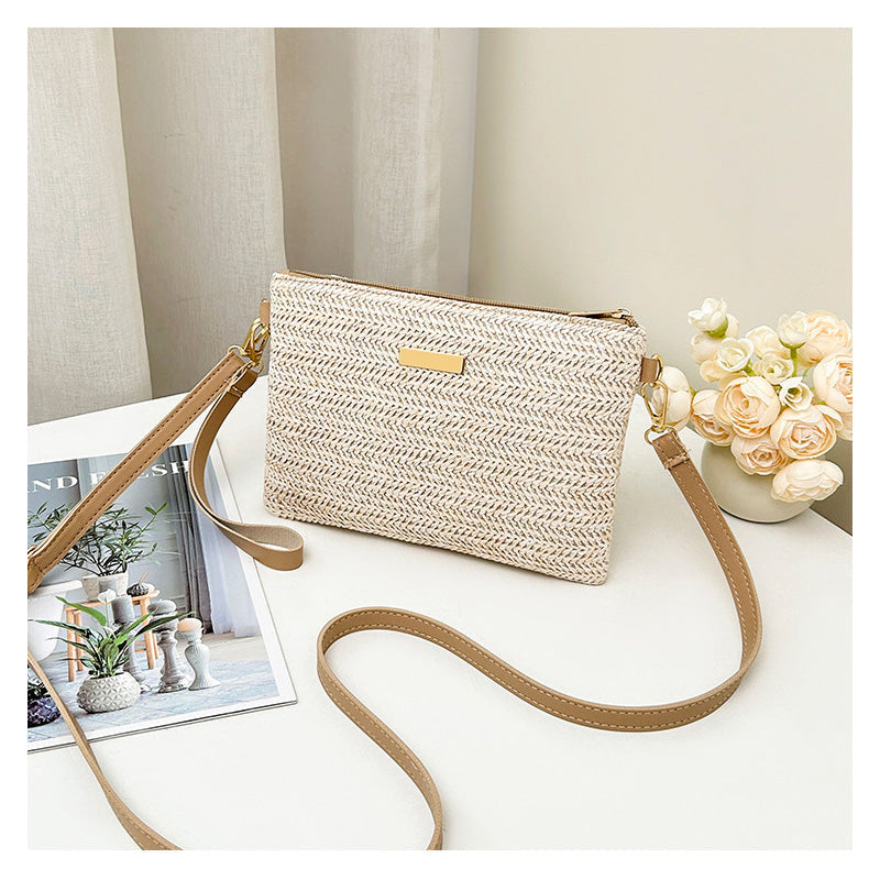 📢📢 ¡50% DE DESCUENTO! ⏰ 👜 Bolso de Hombro y Clutch de Paja Tejida para Mujer
