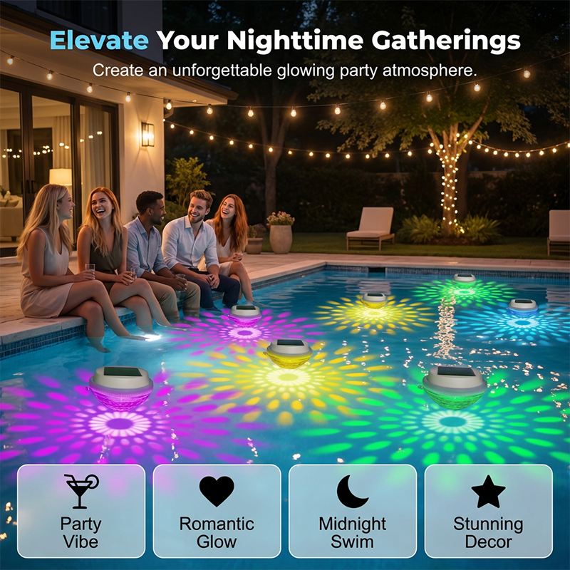Luz flotante LED solar para piscina