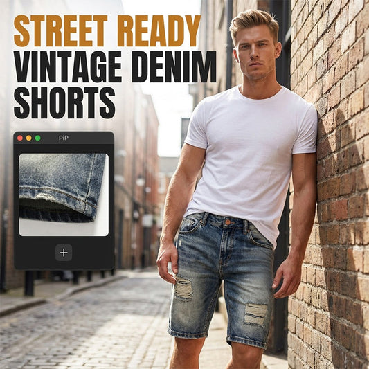 👖 ¡OFERTA LIMITADA 50% OFF! 💥 Shorts Vaqueros Vintage Desgastados – Corte Recto Slim, Herrajes Duraderos, Estilo Urbano ✨