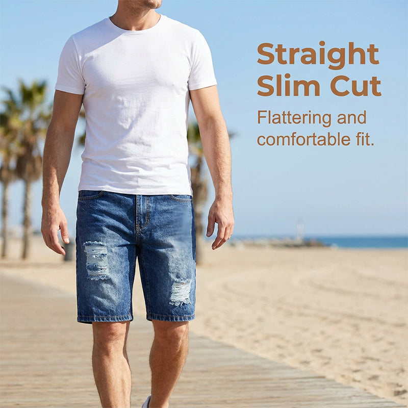 👖 ¡OFERTA LIMITADA 50% OFF! 💥 Shorts Vaqueros Vintage Desgastados – Corte Recto Slim, Herrajes Duraderos, Estilo Urbano ✨
