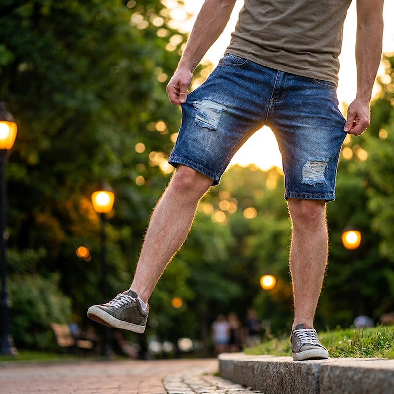 👖 ¡OFERTA LIMITADA 50% OFF! 💥 Shorts Vaqueros Vintage Desgastados – Corte Recto Slim, Herrajes Duraderos, Estilo Urbano ✨