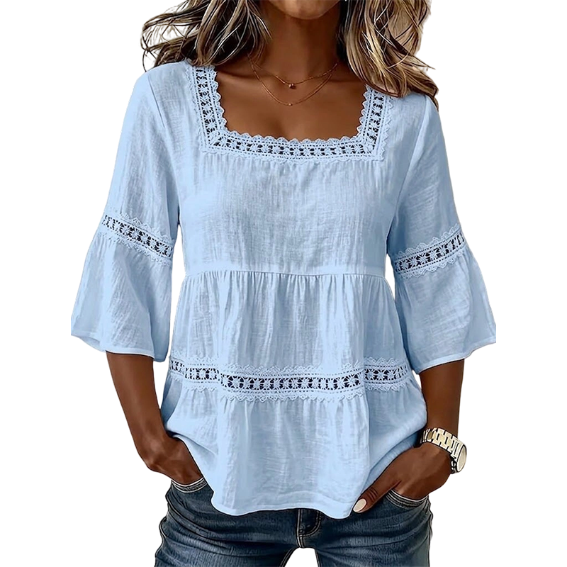⏳Limited-time 50% off⏰ Elegant Square Neck Summer Blouse🌸👚