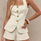 Elegant Square Neck Vest & Shorts Set