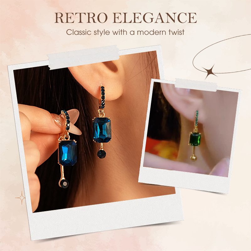 💎 LIMITED TIME 50% OFF! ✨ Vintage Synthetic Diamond Drop Earrings – Clip-On, Elegant Dangle ✨
