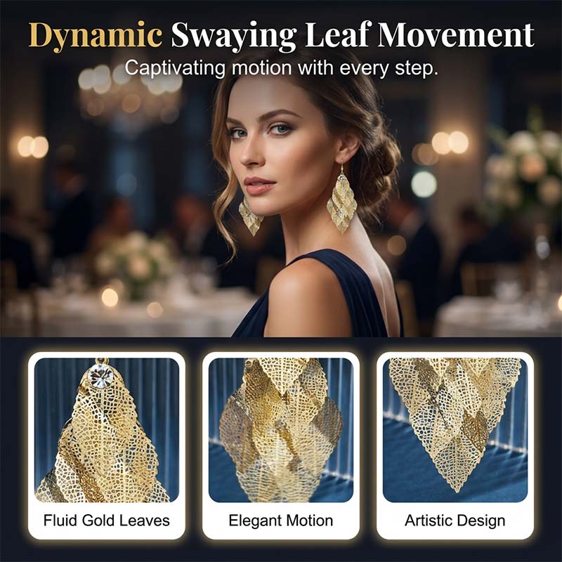 Women's Elegant Cascading Hollow Leaf Earrings