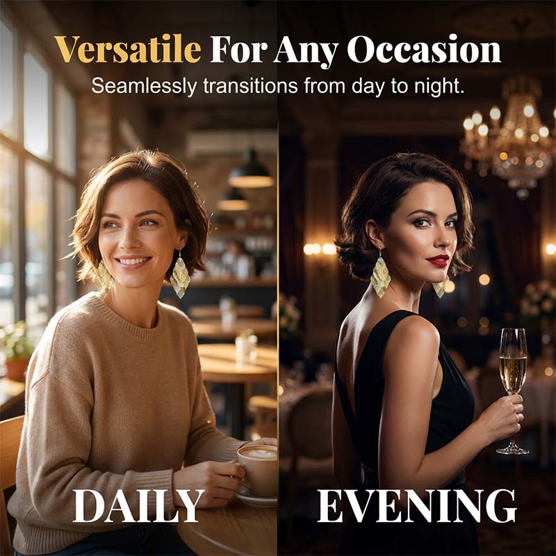 Women's Elegant Cascading Hollow Leaf Earrings