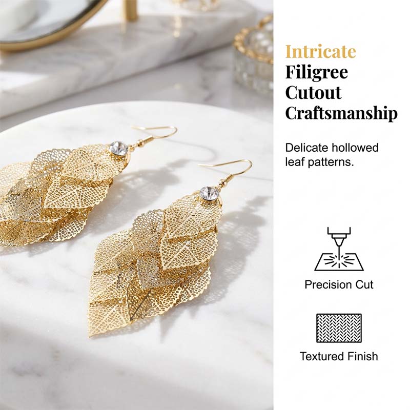 Women's Elegant Cascading Hollow Leaf Earrings