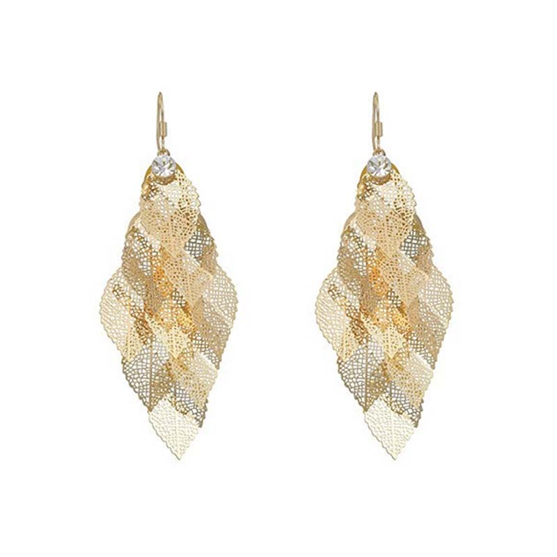 Women's Elegant Cascading Hollow Leaf Earrings