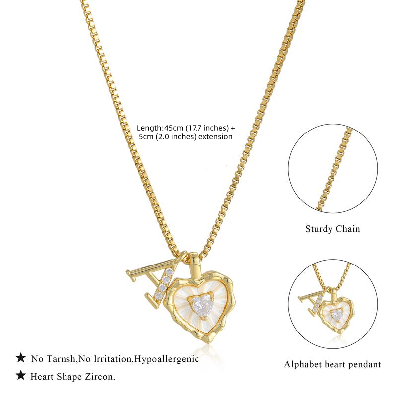 ⏳Oferta por Tiempo Limitado⏰Collar de Cadena con Letras en Micro Pavé y Colgante de Corazón – Inicial, Acero Titanio, Ajustable ✨
