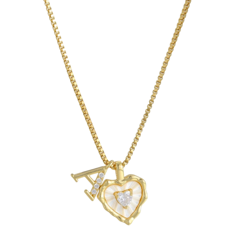 ⏳Oferta por Tiempo Limitado⏰Collar de Cadena con Letras en Micro Pavé y Colgante de Corazón – Inicial, Acero Titanio, Ajustable ✨
