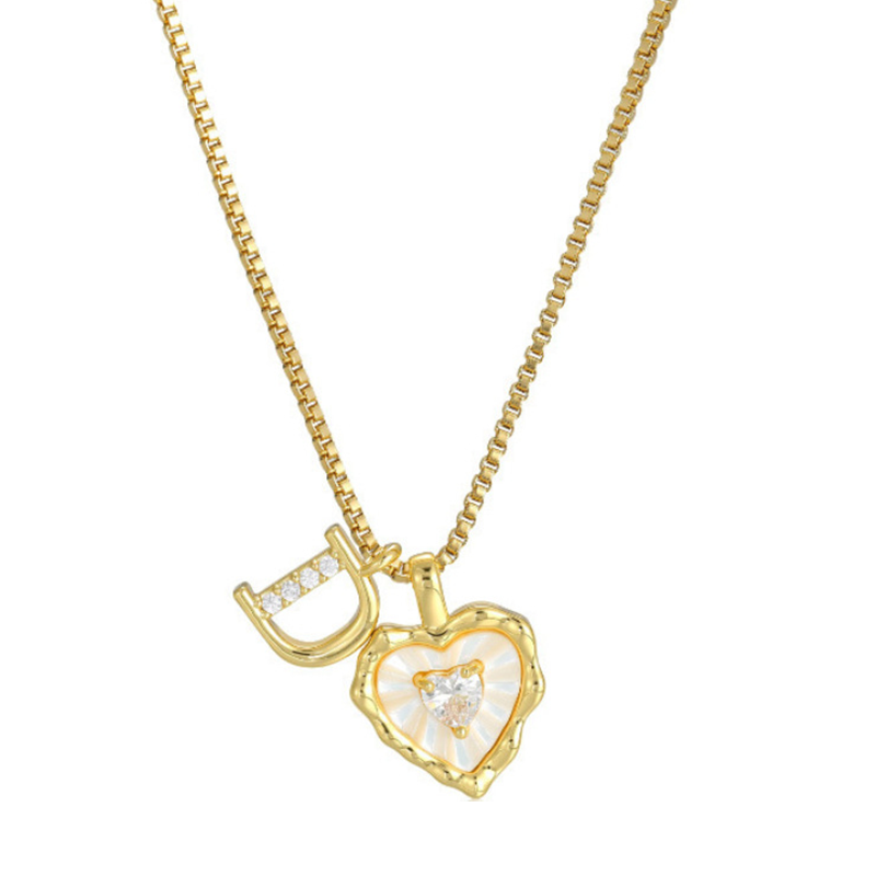 ⏳Oferta por Tiempo Limitado⏰Collar de Cadena con Letras en Micro Pavé y Colgante de Corazón – Inicial, Acero Titanio, Ajustable ✨