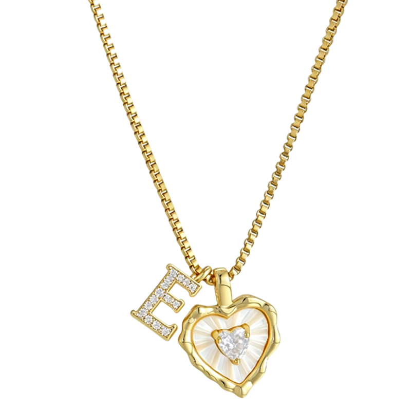 ⏳Oferta por Tiempo Limitado⏰Collar de Cadena con Letras en Micro Pavé y Colgante de Corazón – Inicial, Acero Titanio, Ajustable ✨