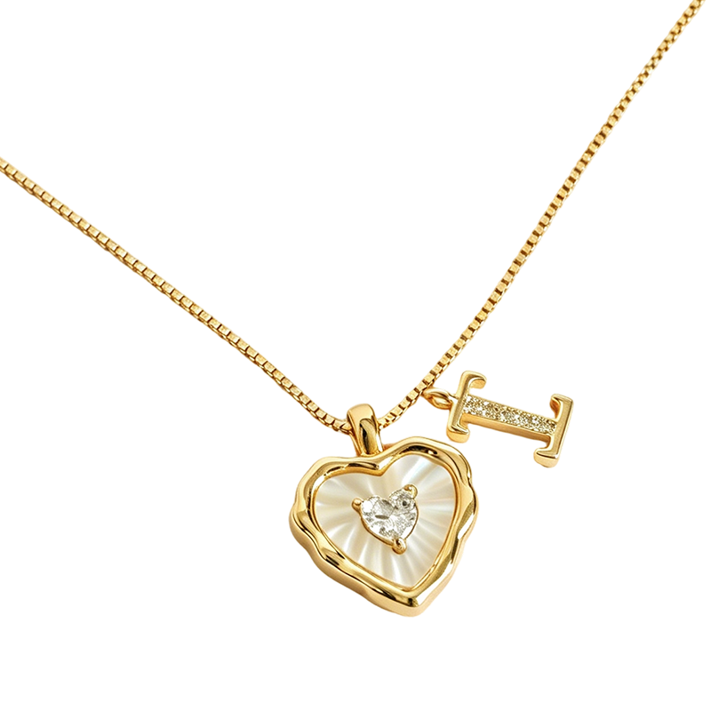 ⏳Oferta por Tiempo Limitado⏰Collar de Cadena con Letras en Micro Pavé y Colgante de Corazón – Inicial, Acero Titanio, Ajustable ✨