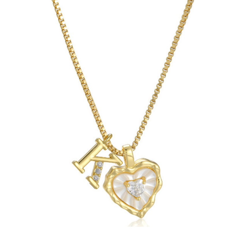 ⏳Oferta por Tiempo Limitado⏰Collar de Cadena con Letras en Micro Pavé y Colgante de Corazón – Inicial, Acero Titanio, Ajustable ✨