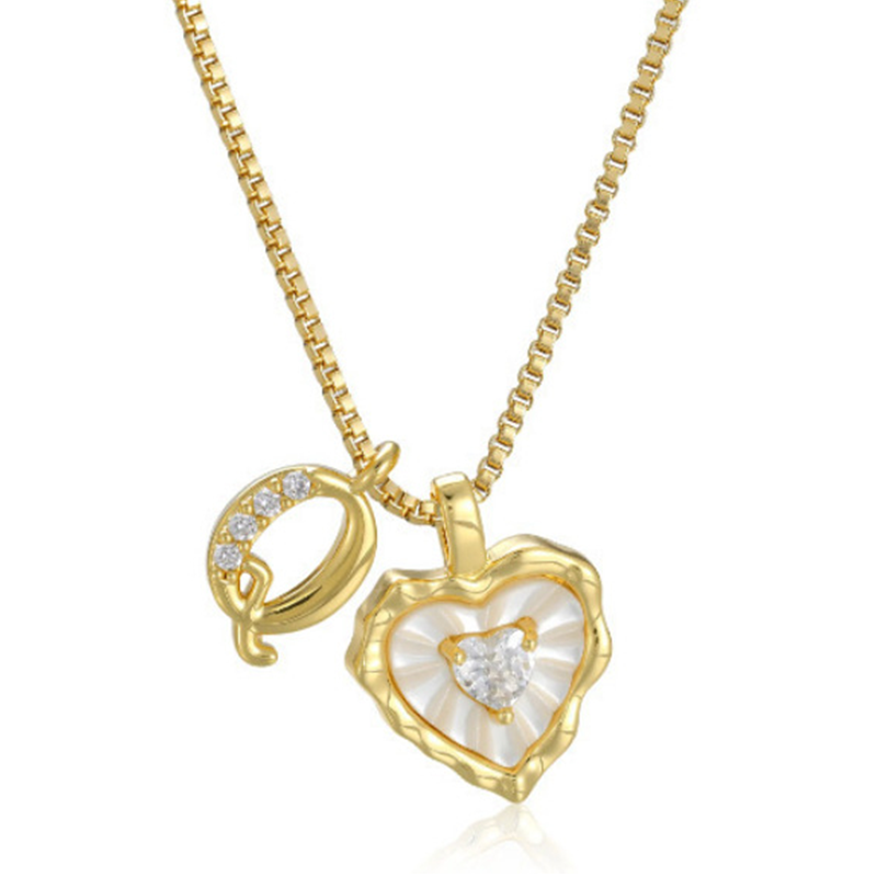 ⏳Oferta por Tiempo Limitado⏰Collar de Cadena con Letras en Micro Pavé y Colgante de Corazón – Inicial, Acero Titanio, Ajustable ✨
