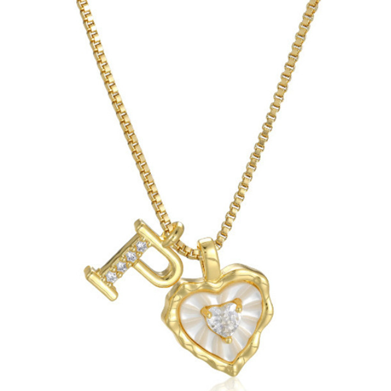 ⏳Oferta por Tiempo Limitado⏰Collar de Cadena con Letras en Micro Pavé y Colgante de Corazón – Inicial, Acero Titanio, Ajustable ✨