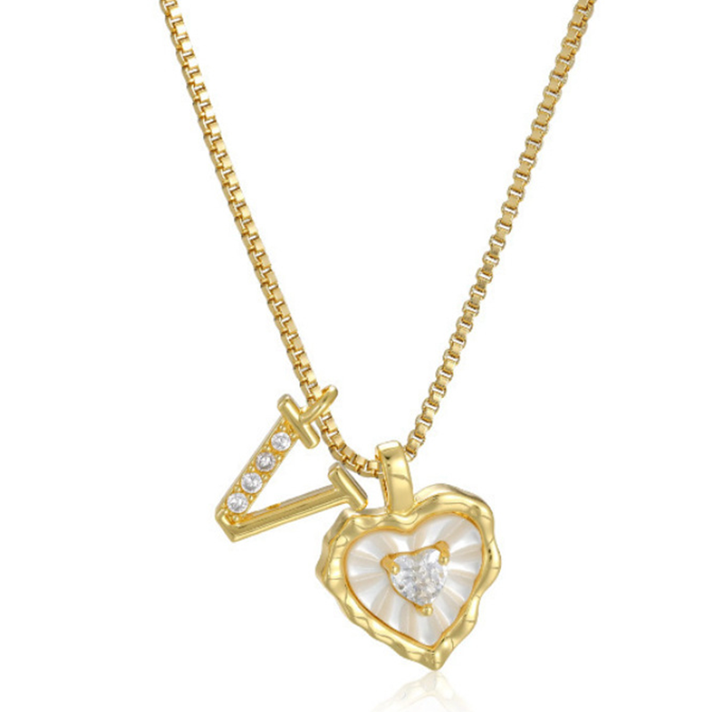 ⏳Oferta por Tiempo Limitado⏰Collar de Cadena con Letras en Micro Pavé y Colgante de Corazón – Inicial, Acero Titanio, Ajustable ✨
