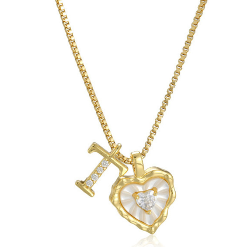 ⏳Oferta por Tiempo Limitado⏰Collar de Cadena con Letras en Micro Pavé y Colgante de Corazón – Inicial, Acero Titanio, Ajustable ✨