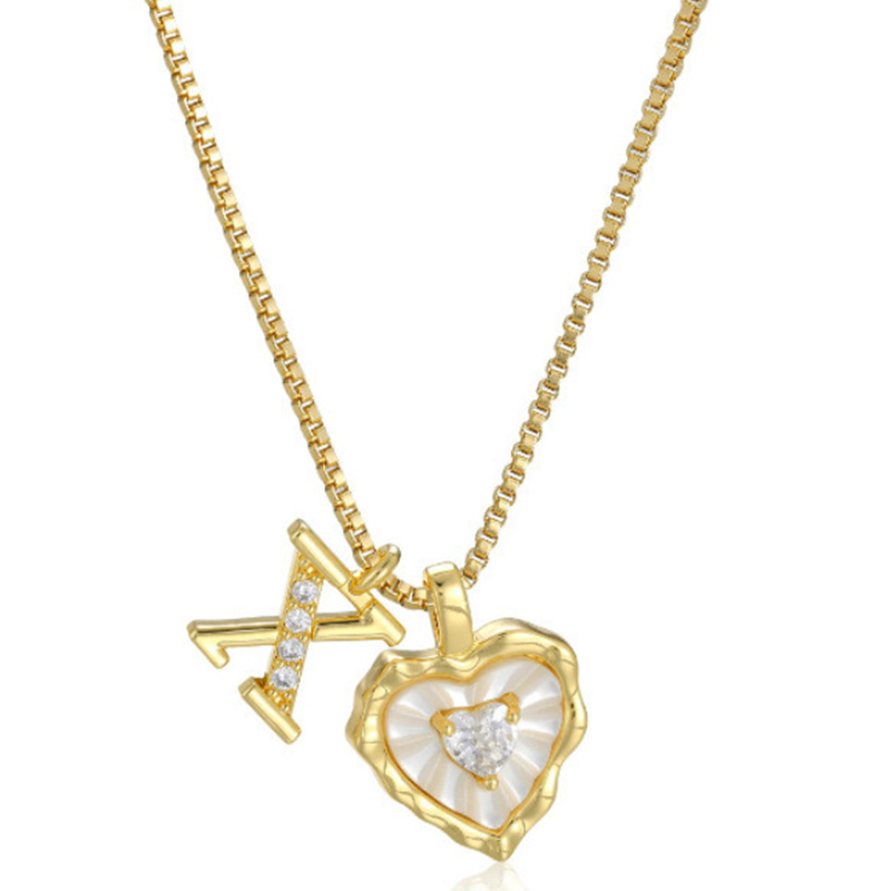 ⏳Oferta por Tiempo Limitado⏰Collar de Cadena con Letras en Micro Pavé y Colgante de Corazón – Inicial, Acero Titanio, Ajustable ✨