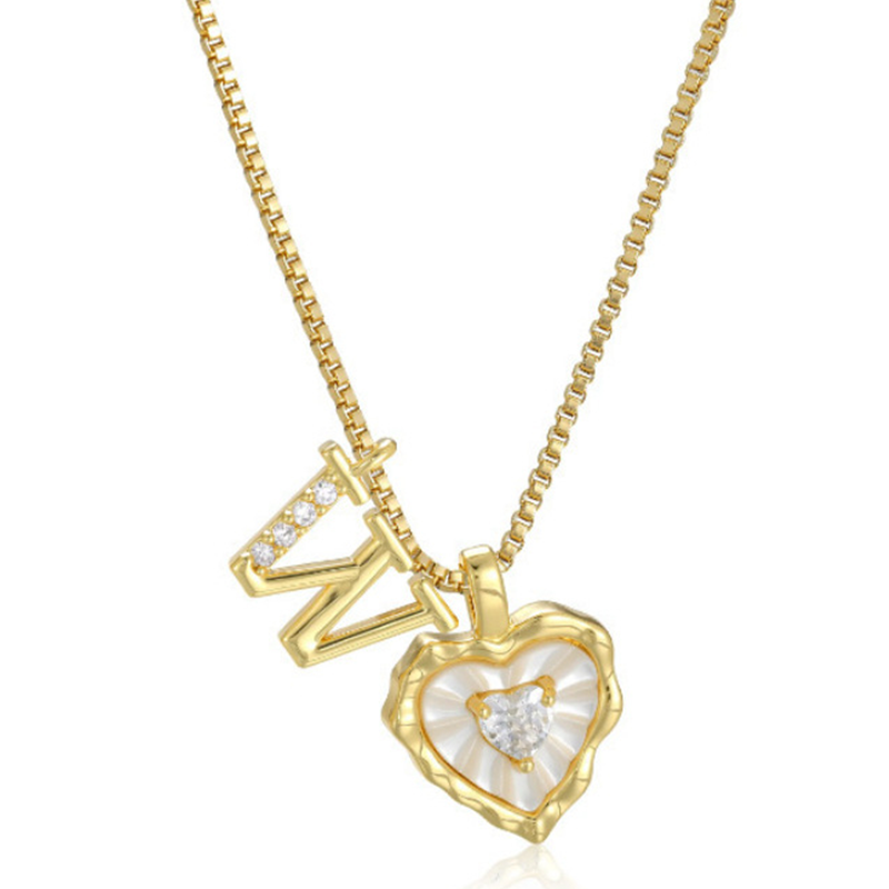 ⏳Oferta por Tiempo Limitado⏰Collar de Cadena con Letras en Micro Pavé y Colgante de Corazón – Inicial, Acero Titanio, Ajustable ✨