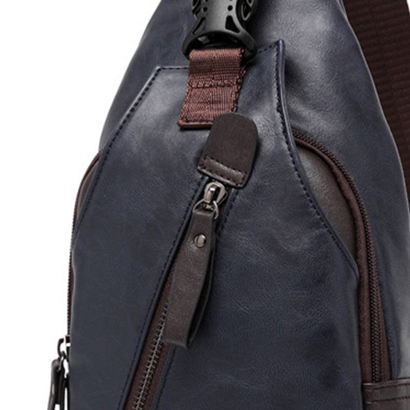 Men's Lightweight PU Leather Chest Bag